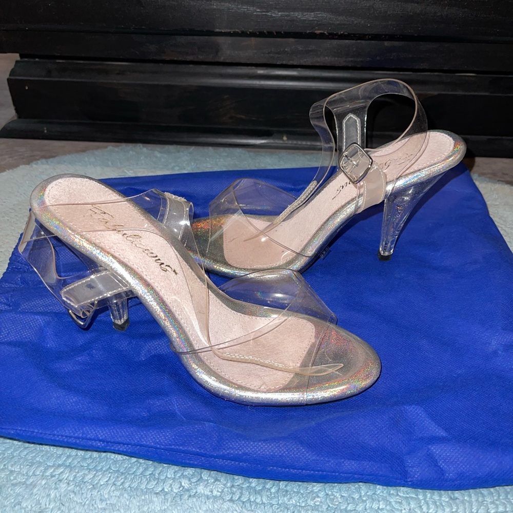 FABULICIOUS premium sexy footwear Clear with Iridescent shine